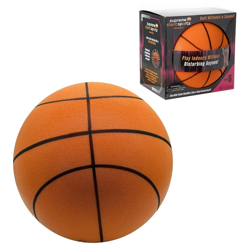 Supreme Silent Sports Basketball | Quiet Indoor Safe Premium Foam Ball for Training, Dribbling & Playing, Gift for 3+, Boys & Girls, Never Shrunken or Inflated | Orange, Size 6-28.5" (1 Pack) - Image 1