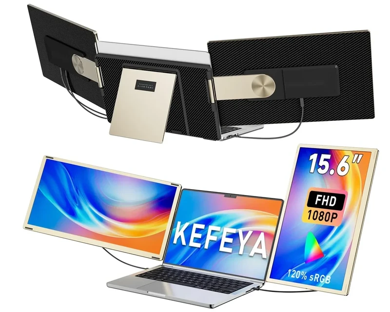 KEFEYA 15.6" FHD Triple Monitor - Detachable Extender, 120% sRGB