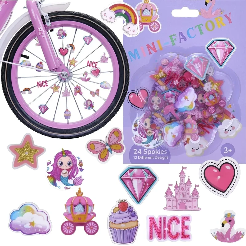 Bike Wheel Spoke Decorations – 24 Clip-On Accessories – Fun Bicycle Spoke Decorations for Kids, Girls, Toddlers – Easy Snap-On, Colorful Bike Gifts - Fairy Tale Fun