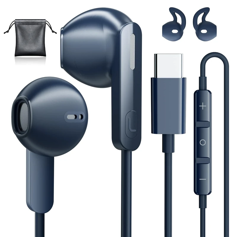 USB C Headphones for iPhone 17 16 15, Wired Earbuds USB C for Samsung S24 S25 Ultra A16 5G USBC Wired Headphones, USB Type C Headphone with Mic Corded Earphones Ear Buds for iPhone 15 Pro 16 Pro Max