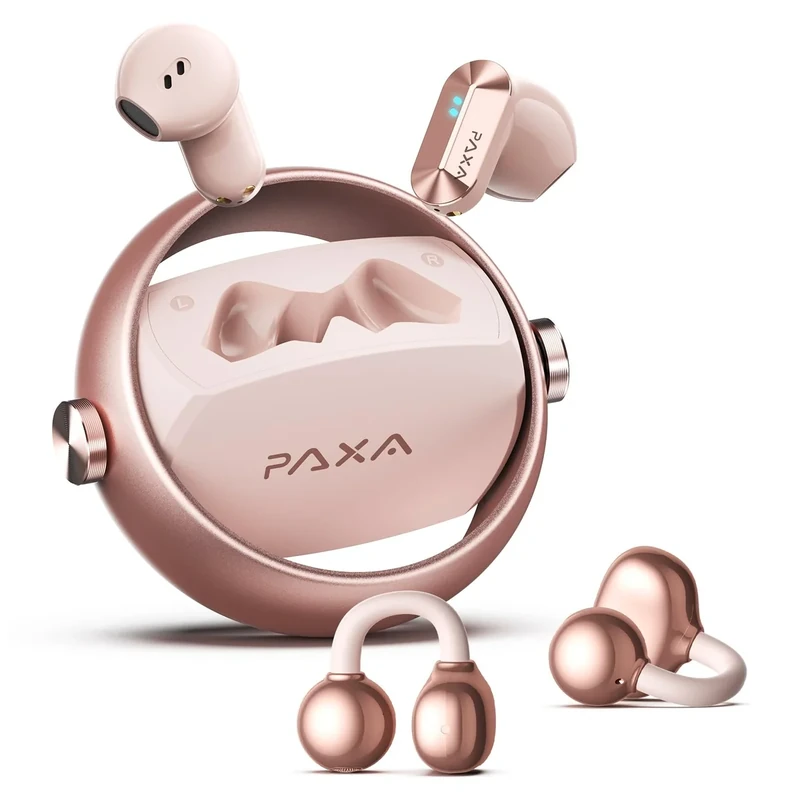 PAXA 2-in-1 Clip-On Open Ear & Earbuds - Bluetooth 6.0, 140h Play