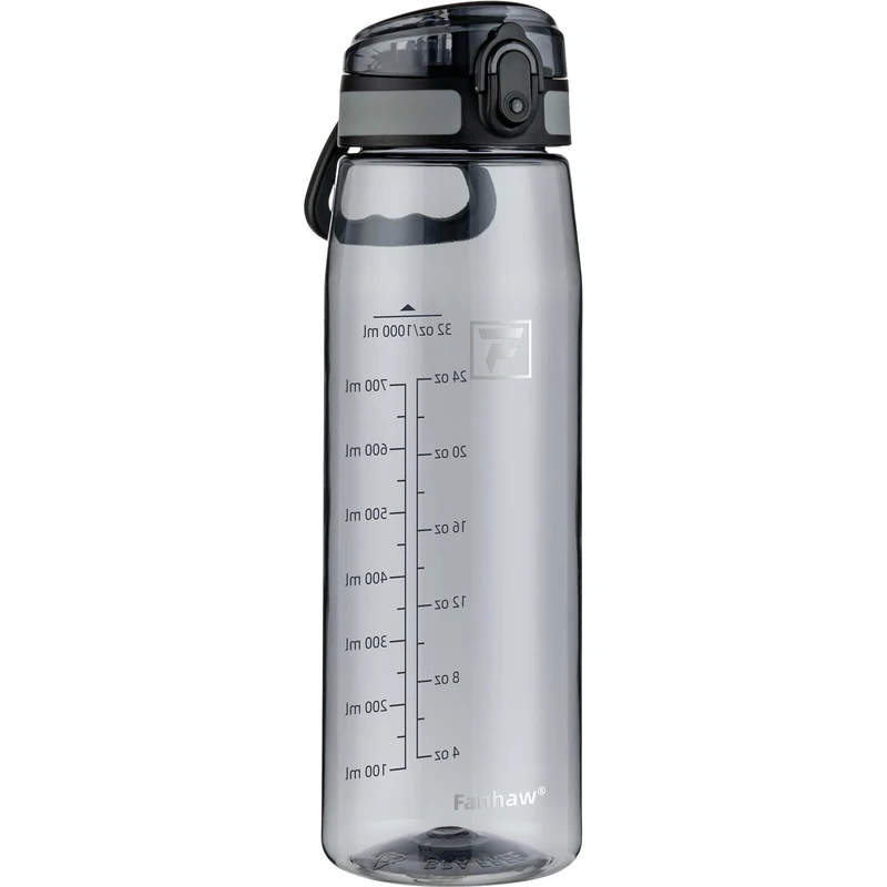 Fanhaw 32 oz Tritan Water Bottle with Chug Lid - Clear, BPA-Free, Lightweight, Wide Mouth, Leak-Proof, Perfect for Gym, Travel, School, Office, and Sports (Gray)