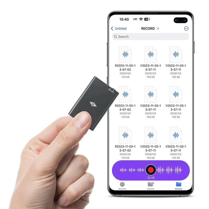 64GB Magnetic Voice Recorder - Lymorvex Voice Activated Recorder AI-Intelligent Noise Reduction, 4800 Hours Recording Device & USB-C Audio Recorder for Lectures, Meetings, Interviews