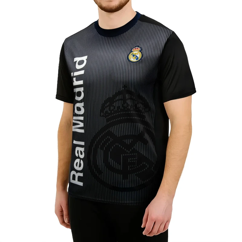 Icon Sports Real Madrid CF Essential Game Day Tee - Officially Licensed Unisex Adult Short Sleeve Soccer Polyester T-Shirt Black M