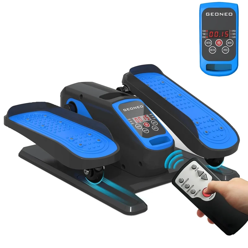 Under Desk Elliptical Machine, Electric Elliptical Exerciser for Senior, Quiet & Small Electric Seated Pedal Exerciser for Home with Display Monitor, Remote Control & 12 Adjustable Speeds (Blue-pro)