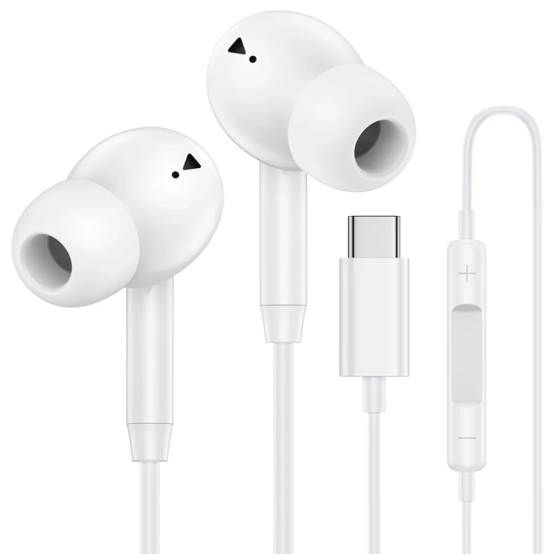 ABCPOW USB-C Wired Earbuds - iPhone 15/16/17 & Samsung Compatible