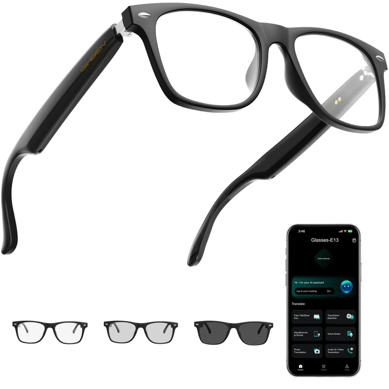 Giwbeiv Smart Glasses - 164-Language Translator, Photochromic Lens