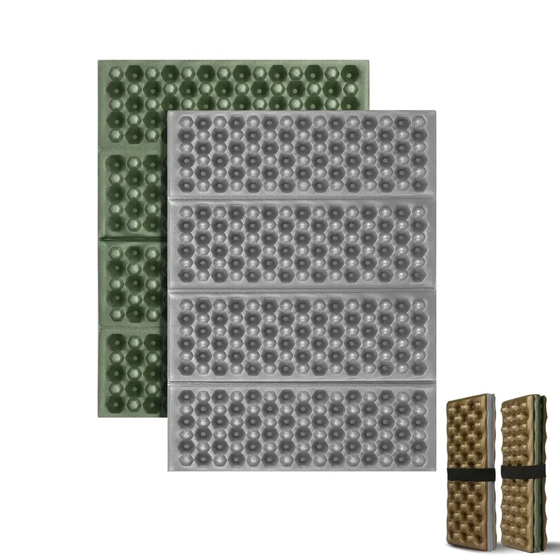 FOCHIER F Stadium Seat Pad, Camping Foam Pad, Foldable Z Stadium Seat Cushion Insulated Sitting Pad for Camping Backpacking Stadium Outdoor Picnic, Hiking, Mountaineering,Bleachers，Green/Grey 2PCS