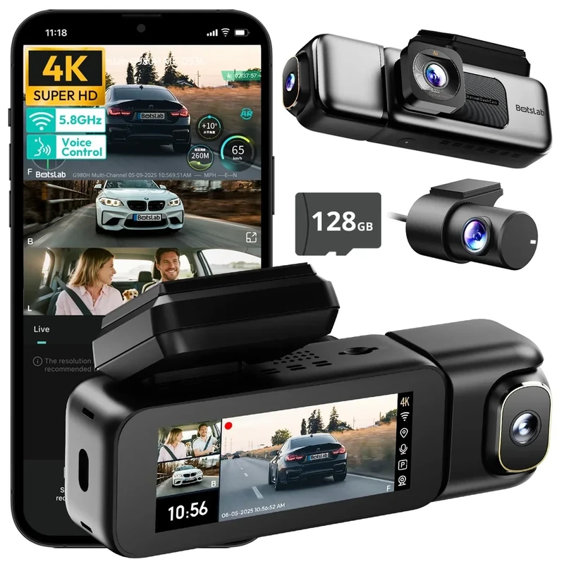 Botslab 4K 3 Channel Dash Cam - High-Resolution Triple View Recording - Image 1