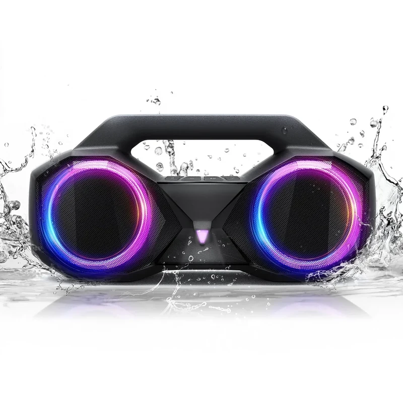 Bluetooth Speaker 80W(Peak)Loud with Bass, 20H Playtime, IPX7 Waterproof, RGB Lights, TWS, Large Portable Wireless Speakers for Outdoor, Home, Party, Pool, Beach, Tailgating, Gym, Work, Gifts (Black)