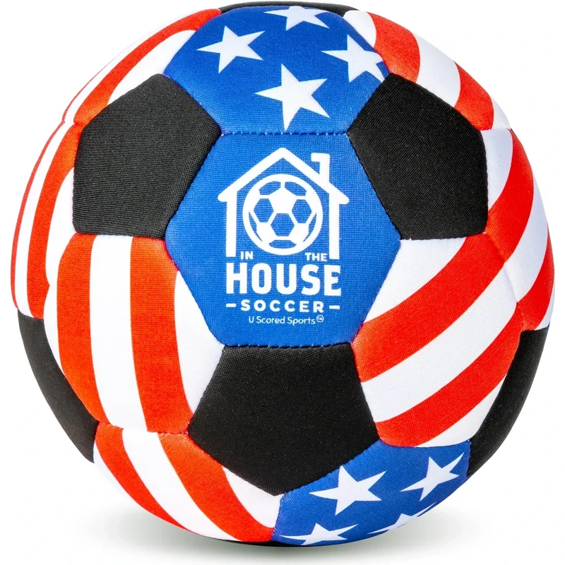 U Scored Sports in The House Soccer Ball - USA Indoor Size 4 Padded Soccer Ball for Kids (Ages 3+) & Adults - Bring Soccer Practice Home - Perfect for Juggling - Gift for Soccer Player - USA Edition