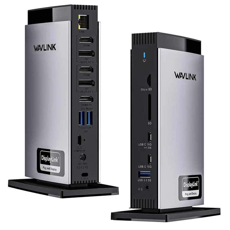 WAVLINK Docking Station 3 Monitors, Triple 4K@60Hz for MacBook M1/M2/M3/M4/Windows, Displaylink Dock with 3X HDMI or 2X DisplayPort, 130WPD,5 USB Ports, Ethernet, Audio, SD/TF