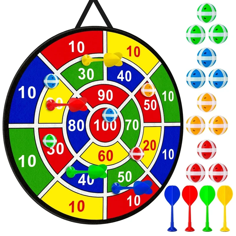 Large Dart Board Toys for Kids - 29'' Sticky Board with 12 Sticky Balls 4 Darts Indoor Outdoor Party Games Toys Valentines Day Christmas Birthday Gifts for 3 4 5 6 7 8 9 10 11 12 Years Old Boys Girls