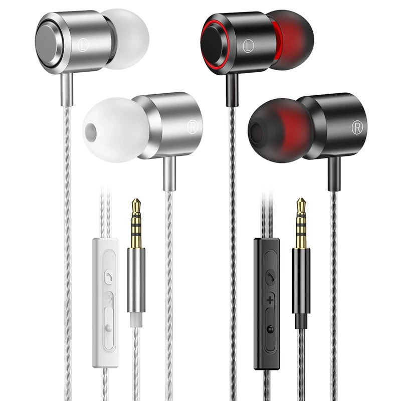 AESIGN In-Ear Headphones with Mic - Light 3.5mm Cable, 2 Pair