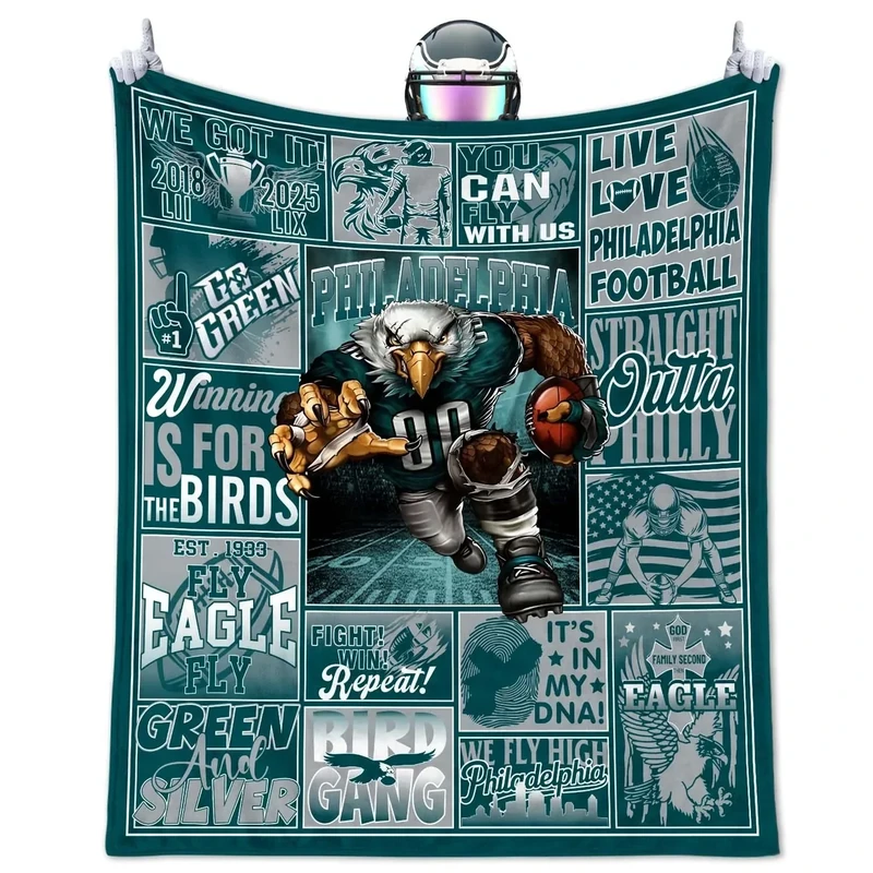 Football Blanket Gifts for Men 50" X 60", City Football Lovers Fan Gifts Merch Gear Suff Sports Fan Throw Blankets for Sofa Bed Bedroom Living Room Midnight Green