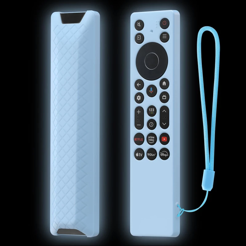 LEFXMOPHY Cover for TCL RC923A FMB1 / RC813A FMB1 2025 QM6K QM7K TV Remote Control, Silicone Case Glow in Dark - Blue - Image 1