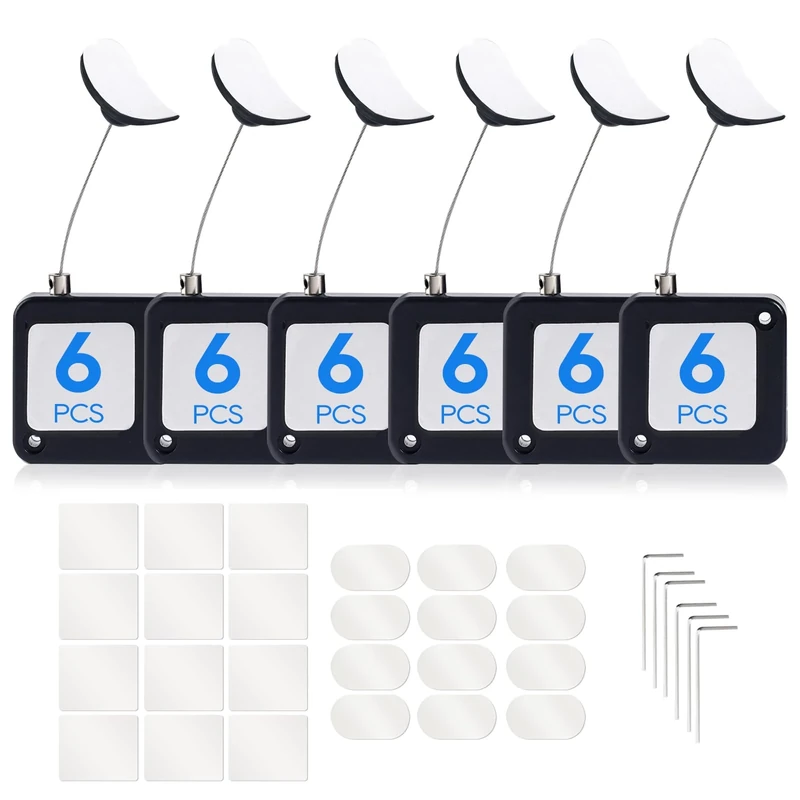 Retractable Remote Control Tether Lock: 6.5 ft Upgraded Pulling Force Security Lanyard Lock with Adjustable Cable Leash Length Clasp for TV Remote Control, Gaming Controller, Tablets Showroom (6 PCS)