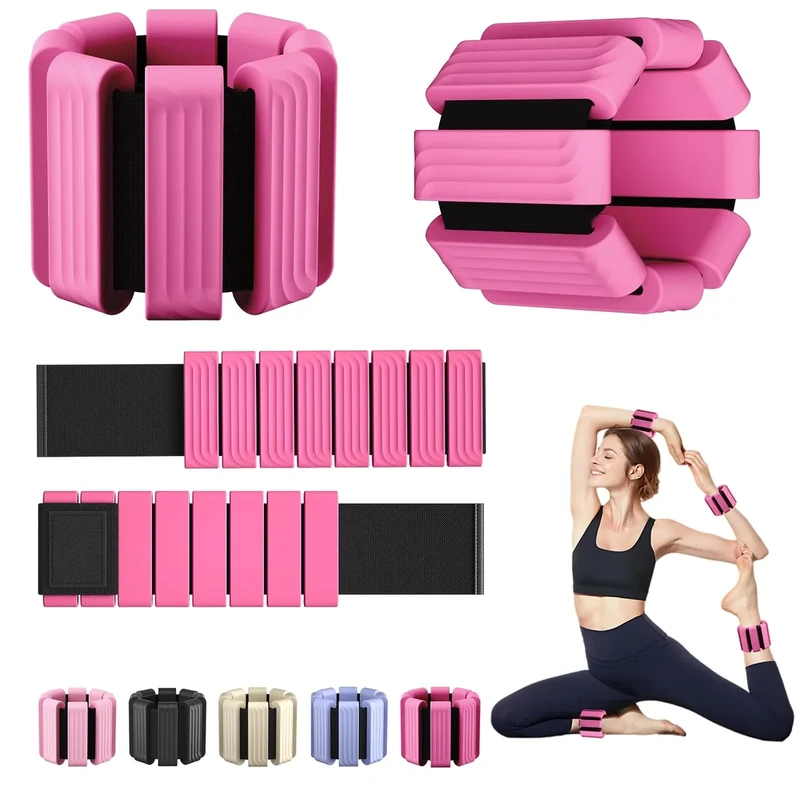 Pilates Wrist and Ankle Weights for Women - Adjustable Weighted Bangles for Men, 2 lbs Weighted Arm Bands Foot Leg Weights for Walking, Yoga, Training, Exercise, Running, Set of 2 (1LB Each) (Red)