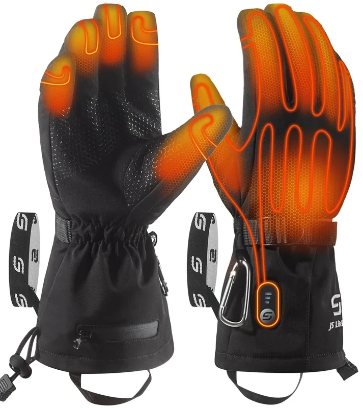 JS LifeStyle Heated Gloves for Men Women,HG-01 7.4V 3000mAh Rechargeable Battery Wind Water Proof with Touch Screen and Light-Off Design for Winter Ski Work Motorcycle