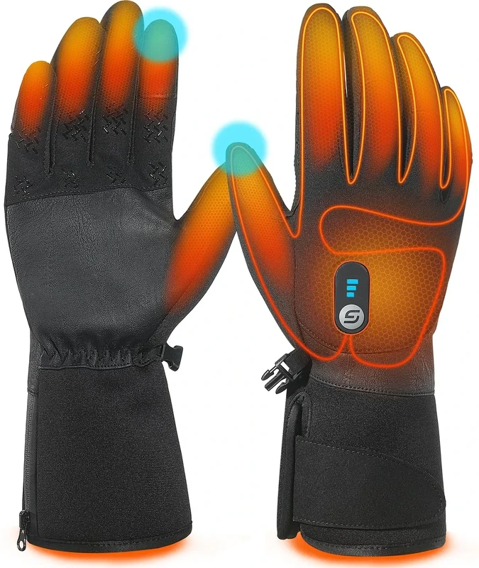 JS LifeStyle Heated Gloves for Men Women HG-05,7.4V 3000mAh Rechargeable Battery Wear-Resistant Heated Work Gloves With Touch Screen and Light-Off Design for Winter Driving Cycling Motorcycle