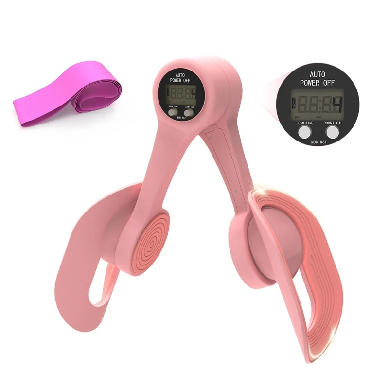 Thigh Trainer, 360°Adjustable Pelvic Floor Exercise Devices with LED Display, Inner Thigh Exerciser with 20LB Resistance Band for Women, Home Fitness Equipment for Hip, Leg, Arm