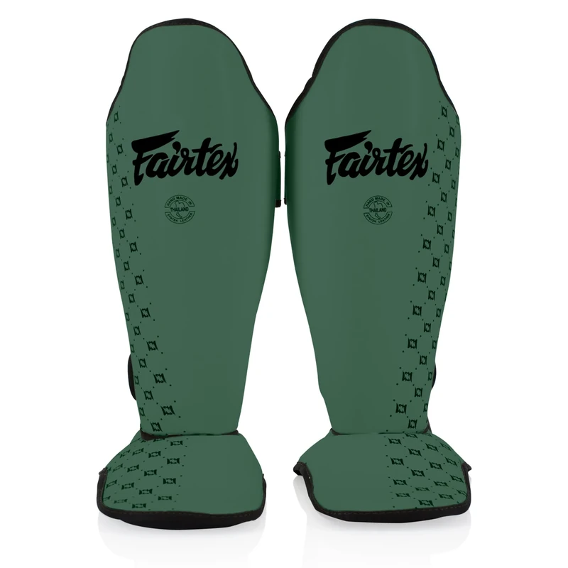 Fairtex SP5 Muay Thai Shin Guards for Men, Women, Kids | Shinguards are Premium, Lightweight & Durable | Extended Protection to Avoid shin splints During Training or Sparring - Small,Green Olive