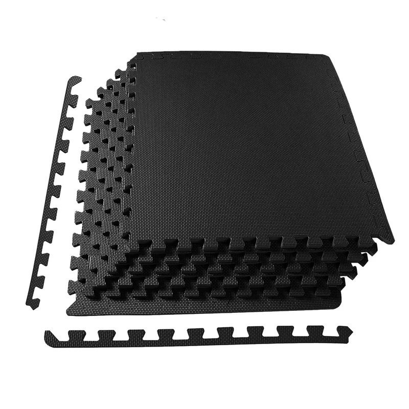 Elevon Puzzle Exercise Gym Flooring Mat, 1/2" Thick EVA Interlocking Foam 6 Tiles Workout Mat for Home Gym, 24 Sq Ft, Midnight