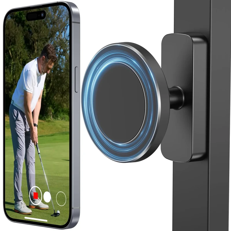 Magnetic Golf Cart Phone Holder, Phone Mount Compatible with MagSafe iPhone 12-17, 20X N52 Dual Magnets, Cradle-Free, Fits EZGO/Club Car/Yamaha/Icon, Golf Cart Accessories for Men, Gifts for Golfers