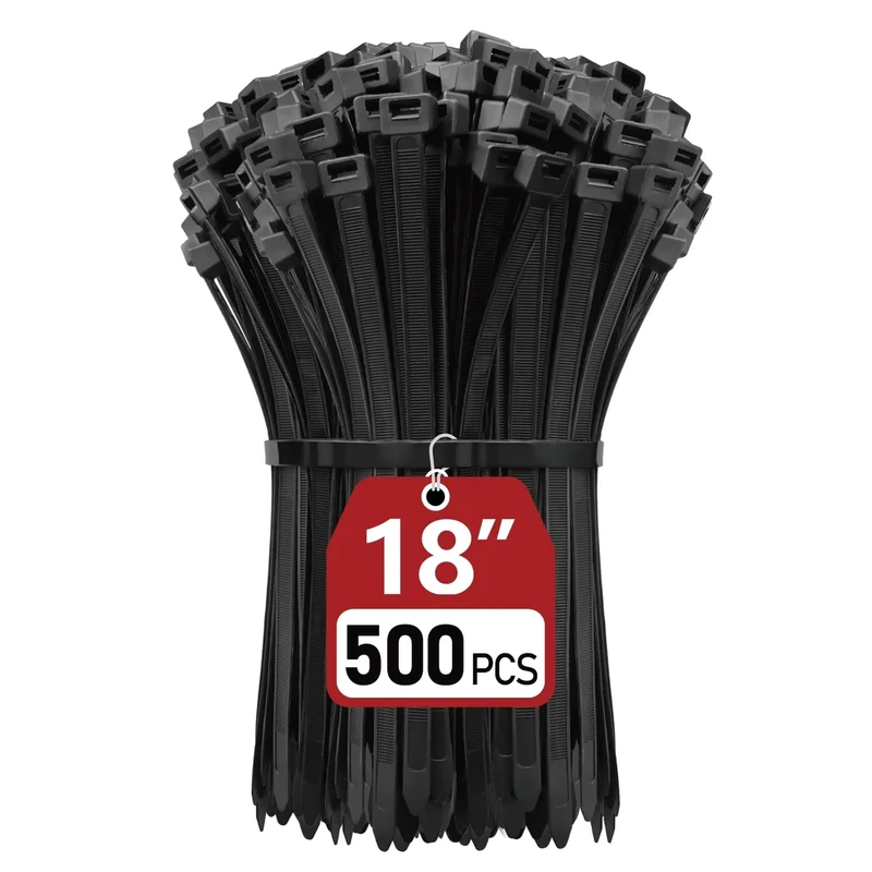 Paloka 18in Heavy Duty Zip Ties - 500 Pack, 120lb, UV Resistant