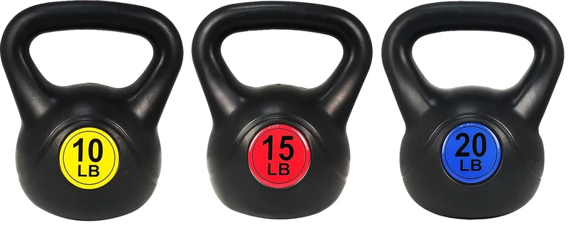 OLIXIS 3-Piece Kettlebell Set, Wide Grip Kettlebell Exercise Fitness Weight Set for Home Gym, Strength Training, 45LBS Set