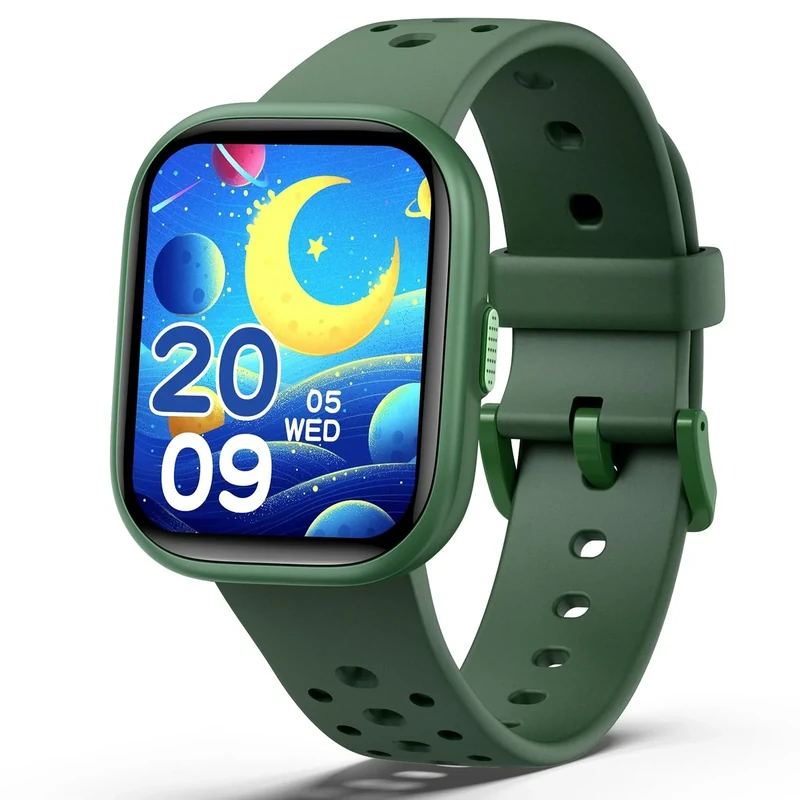 teslahero Upgraded Kids Smart Watch Fitness Tracker, 1.85" Screen with 12 Puzzle Games, Heart Rate Sleep Monitor, Pedometer, Waterproof Activity Tracker with/Without APP for Fitbit Boys Girls (Green)