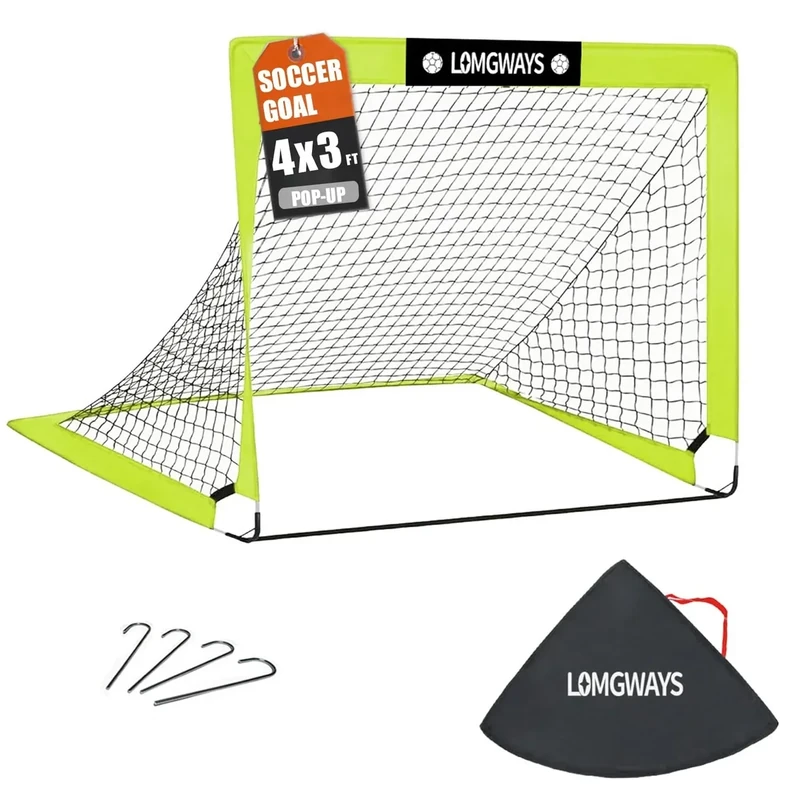 Kids Soccer Goal for Backyard,4x3 ft Portable Pop Up Soccer Net with Ground Stakes,Carrying Bag, Perfect for Backyard,Court,Field,Easy Setup,Great for All Levels
