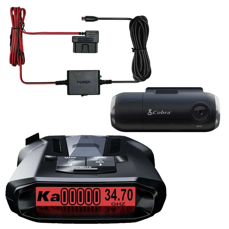 Cobra RAD 700i Radar Detector & SC 201 Smart Dash Cam + 2.5A OBD Port to Micro USB DIY Easy Hardwire Kit: Long Range Rapid Radar Detection, Full HD 1080P Video + 16GB SD Card, Built-in WiFi & GPS