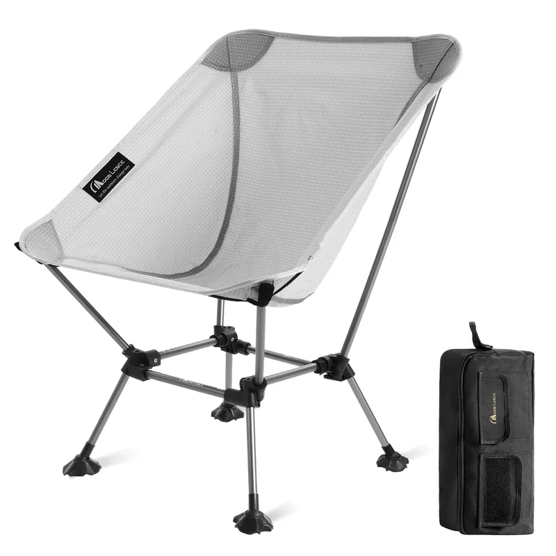 MOON LENCE Camping Chair Plus, Upgraded Comfort & Size, Still Compact and Lightweight, Folding Portable Chair for Backpacking & Hiking, 330Lbs Capacity, Gen 3 Plus (Grey (Plus))