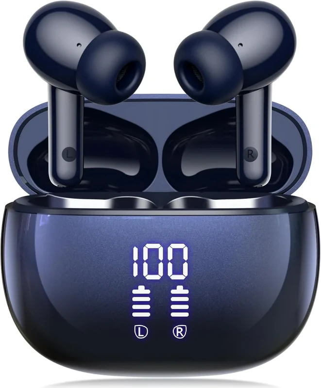 HUIFU Wireless Earbuds, Bluetooth Ear Buds Headphones, 40H Long Playtime, Stereo Deep Bass, LED Power Display