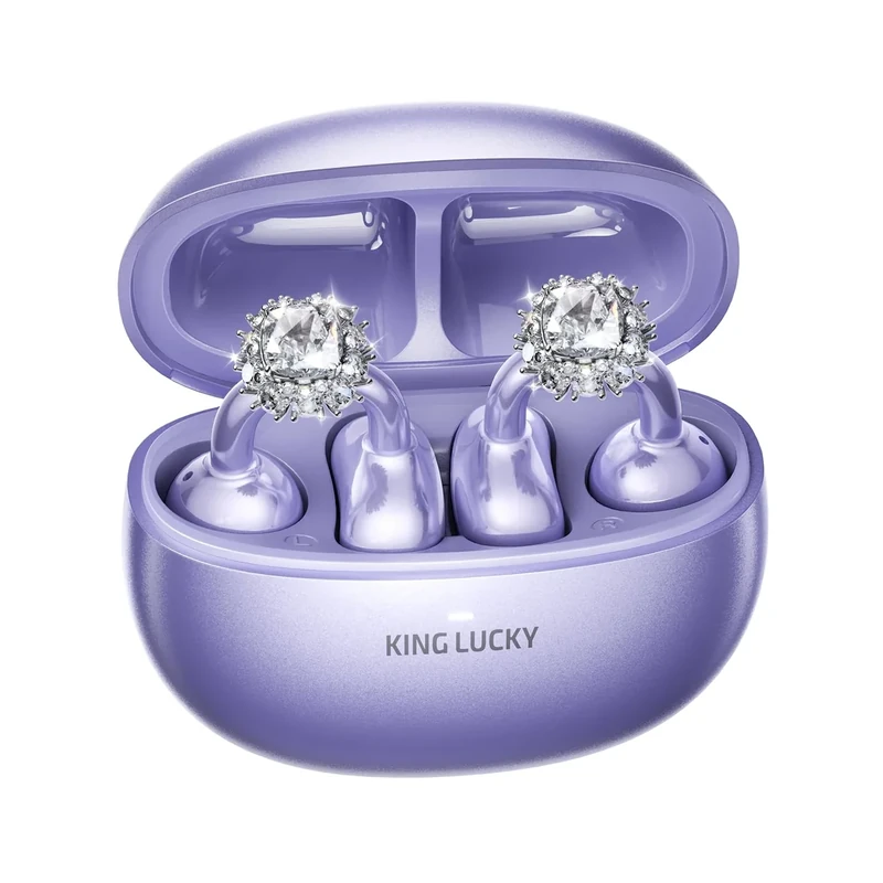 Kinglucky Open Ear Earbuds with Diamond Earrings - 40H Bluetooth 5.4