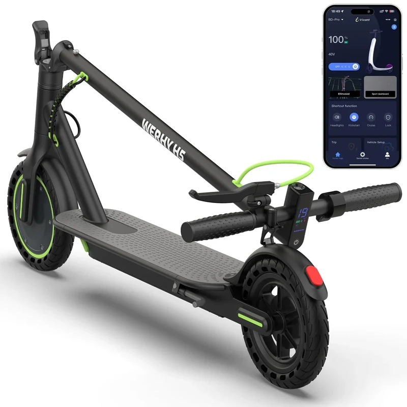 Folding Electric Scooter with 8.5" Solid Tire, 350W Powerful Motor & 19MPH Top Speed, 12/15Miles Long Range, Folding E Scooter with Dual Braking