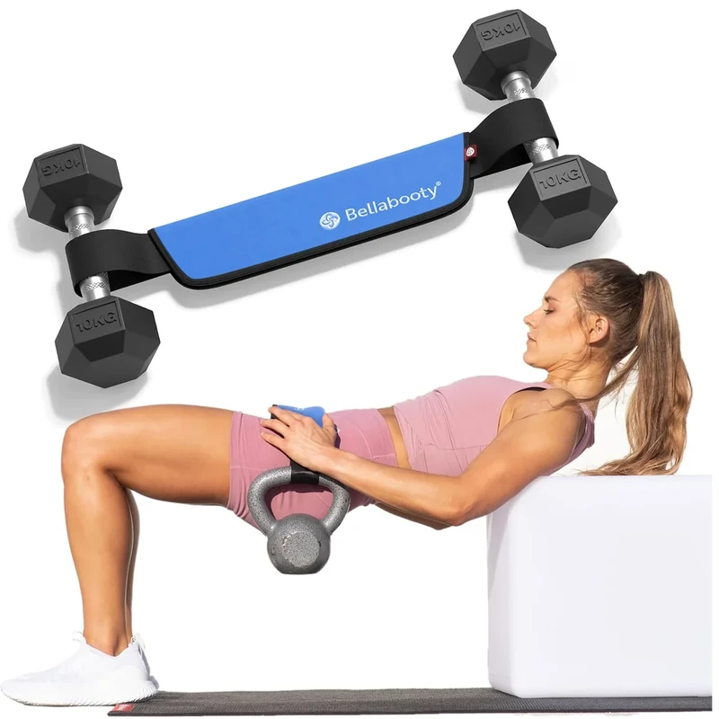 Bellabooty Blue OG Hip Thrust Belt – Weight Lifting Belt for Women – Booty Bands Compatible – Slip-Resistant Padding – Lifting Belt for Dumbbells, Kettlebells, Plates – Home Gym & Workout Equipment