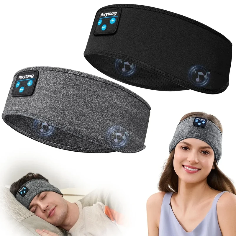 Perytong 2 Pack Sleep Headphones, Sleeping Headphones | Bluetooth Headband with Ultra-Thin HD Stereo Speaker, Wireless Headphone for Sports, Insomnia, Yoga, Air Travel, Meditation