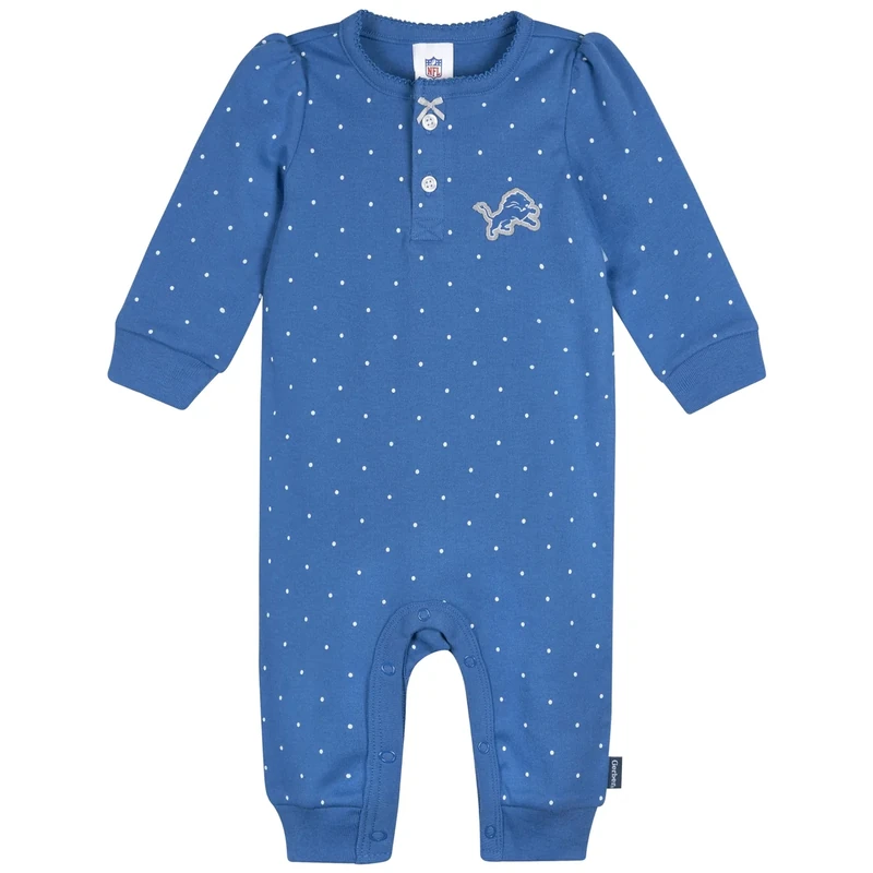 Gerber Baby Girls' NFL Team Footless Coverall, Lions, 0-3 Months