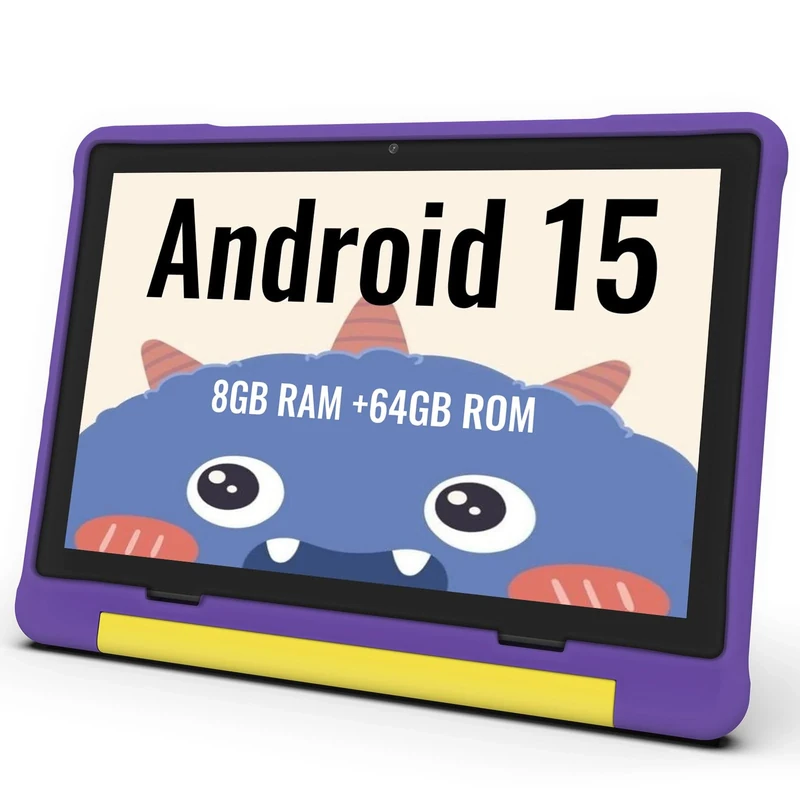 ApoloMedia Kids Tablet 10.1" HD Android 15 - 64GB 8GB RAM 10h Battery