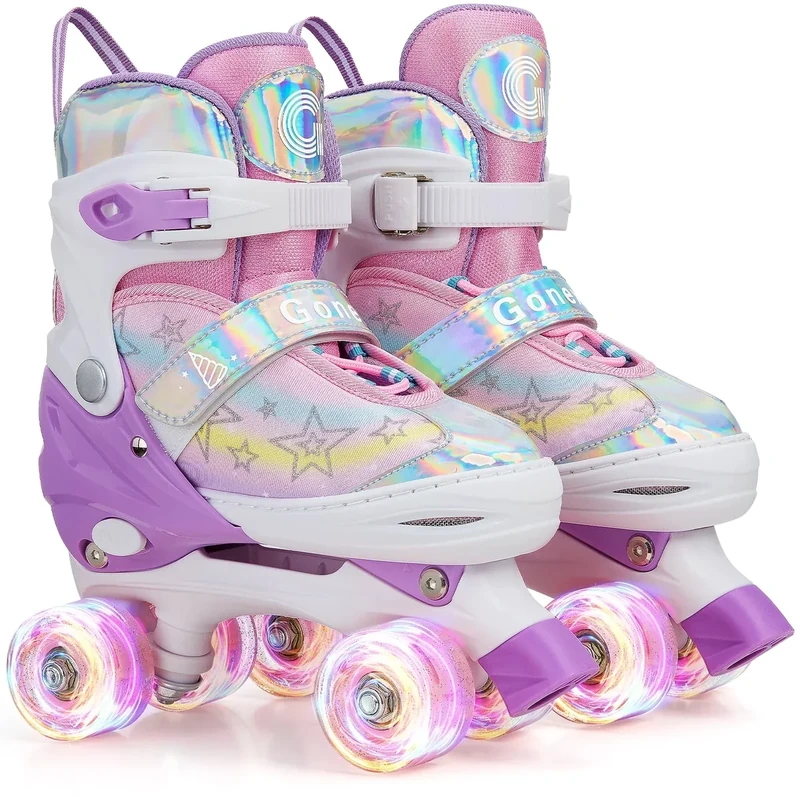 Gonex Roller Skates for Girls Kids Boys Women with All Light Up Wheels，Adjustable Rollerskates for Beginners Toddler Youth, Gift for Indoor Outdoor