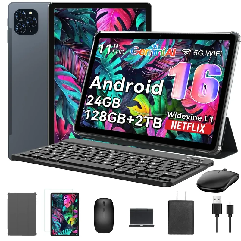 Tabwee Android 16 Tablet 11" FHD 24GB RAM 128GB/2TB - Gemini AI 2-in-1