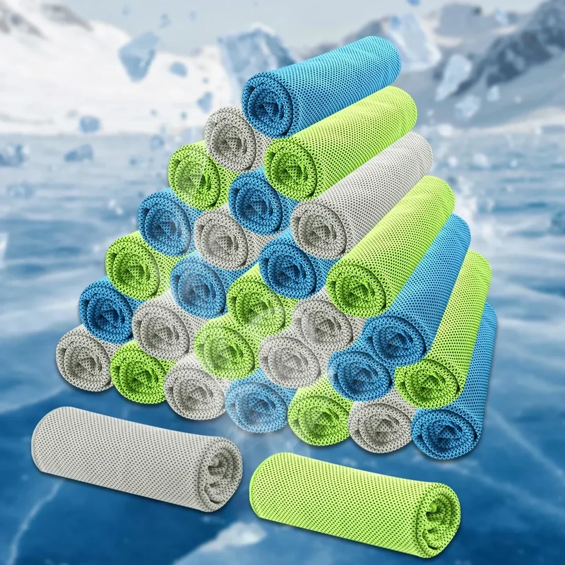 30 Packs Cooling Towel (40"x 12"), Ice Towel, Microfiber, Soft Breathable Chilly Towel Stay Cool for Yoga, Sport, Gym, Workout, Camping, Fitness, Running, Workout & More Activities (Multicolor)