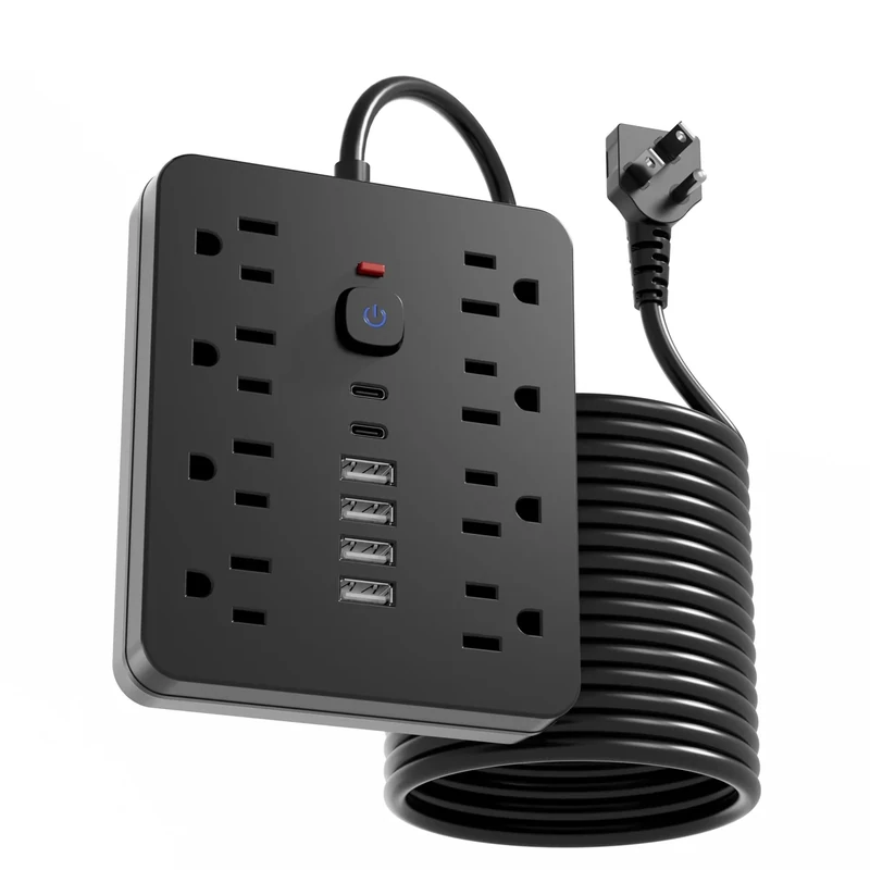 Chiefway 10ft Power Strip - 8 AC Outlets, 4 USB-A, 2 USB-C