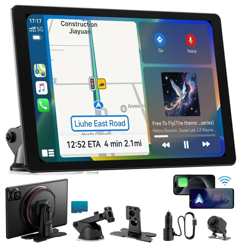 IIWEY 11" CarPlay & Android Auto Screen - 1280x800, GPS, 4K Cam