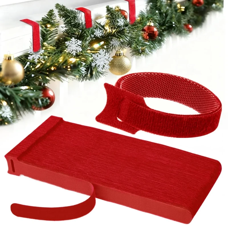 100 Pcs Christmas Garland Ties, 12" Adjustable Holiday Garland Ties, Reusable Nylon Garden Plant Cable Straps Xmas Tree Railing Tie Wreath Garlands Hanger for Stairs Door Banister Decoration (Red)