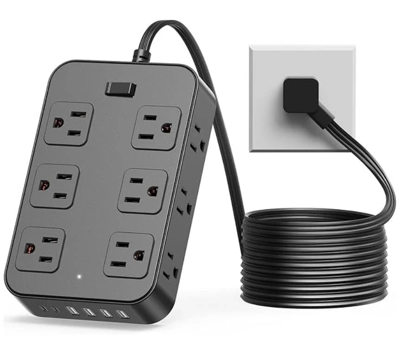 Solidock Power Strip 12 AC Outlets + 6 USB, 5ft Cord, Surge Protector