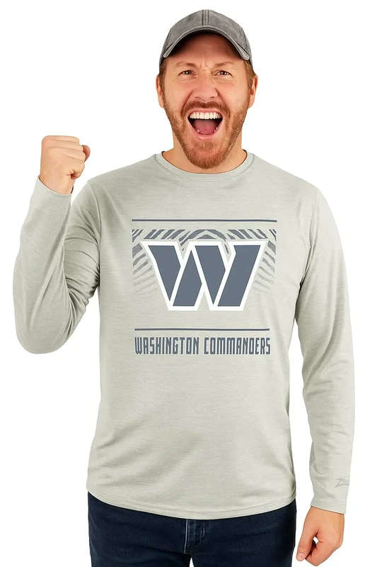 Zubaz NFL Men's Tunnel Graphic Heather Gray Long Sleeve T-Shirt, Washington Commanders, X-Large