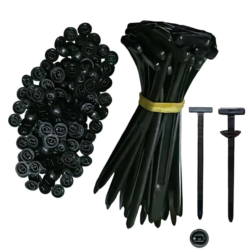 100PCS Nylon Universal Cable Tie Buckle, Heavy Duty Self-Locking Nylon Zip Ties Holder, UV-Resistant Fasteners for Car Fender Trunk Repair, Wire Bundling, Home & Garage Use